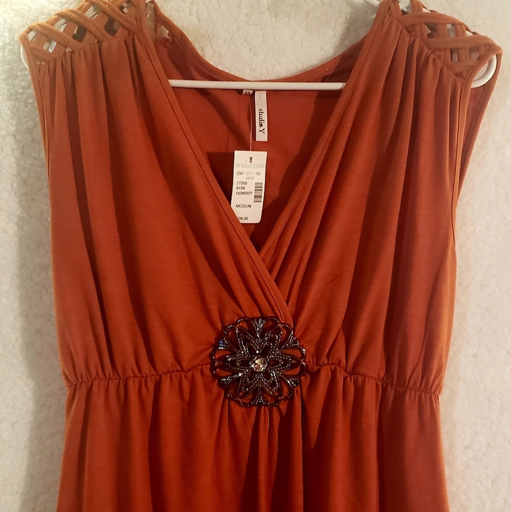 Orange Maurice's Top with metal Embelishment - Picture 1 of 7